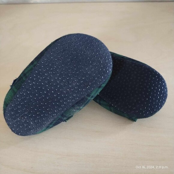 18-24month Tartan cotton Shoes with bow blue and green plaid maryjanes - Picture 6 of 6